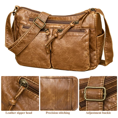 Womens Vintage Soft Leather Shoulder Bag Purse Lady Messenger Crossbody Bag - Bild 50 von 50