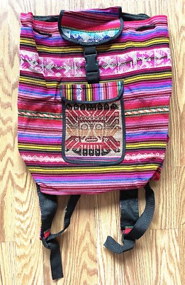 Peruvian Patterned Backpack Peruvian Backpacks Handmade & Beautiful-hand Loomed Fabric  main image 4