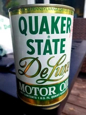 Vintage Quaker State DeLuxe 10W 40 HD Motor Oil 1 Quart Metal Can Ships FREE! 