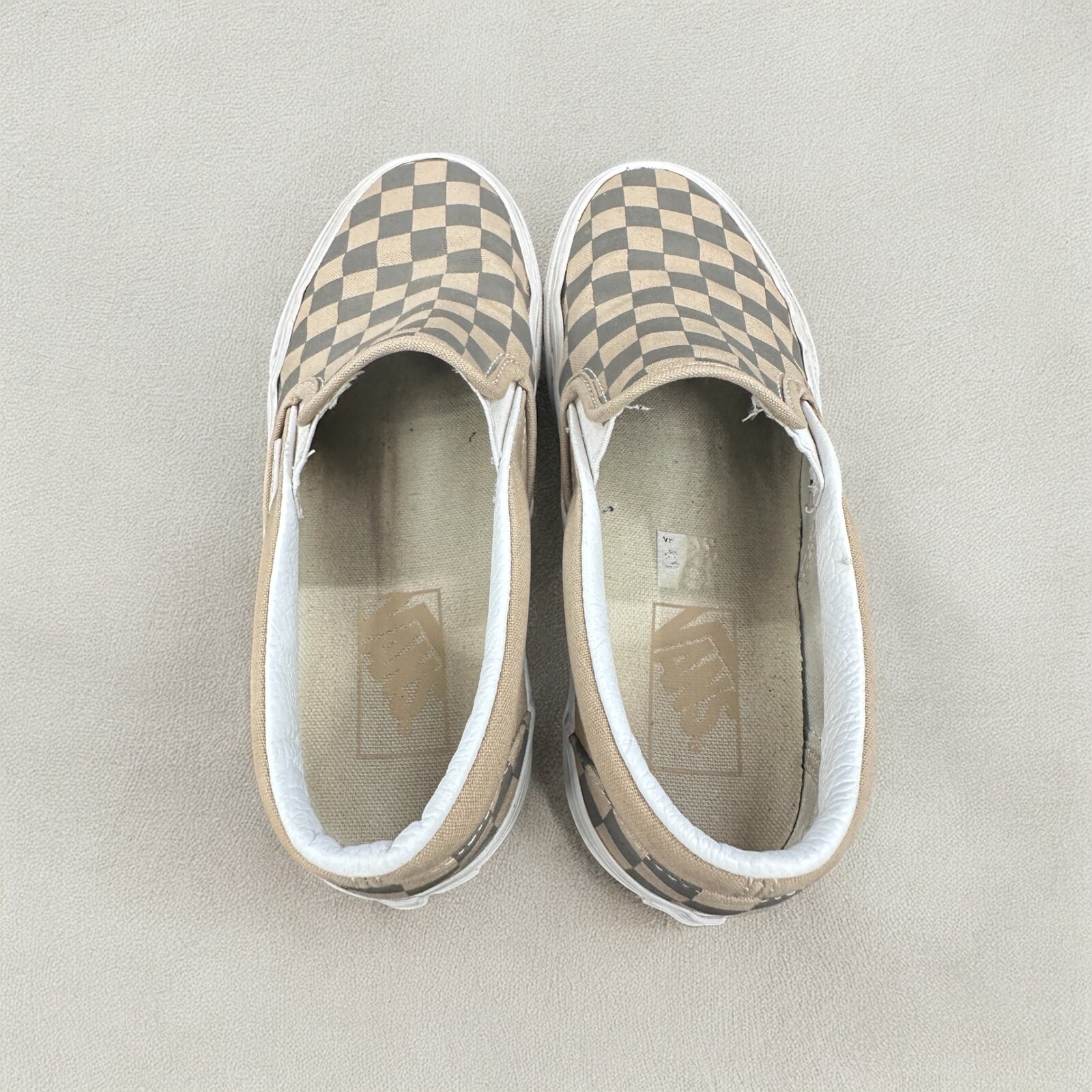 VANS Women's Classic Slip-On Shoes - Canvas Block Checkerboard Brown Sk8 Sz 6.5 thumbnail 9