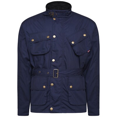 Herrenjacke im Biker-Stil mit Gürtel gesteppt marine