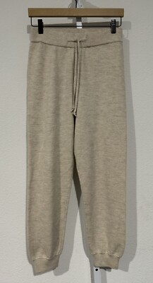 Alice + Olivia Cropped Wool Blend Tapered Jogger Pants Beige Womens Size S