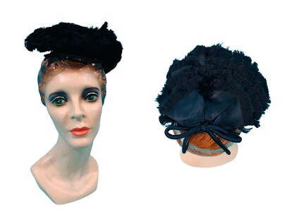 Vintage 30s Black Hat Women display picture 2