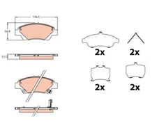 Brake pad set, disc brake TRW GDB3643 for Honda Jazz IV