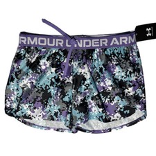Under Armour Play Up Printed Loose Shorts-Lilac/Grey -Girl's Size YS NEW 22