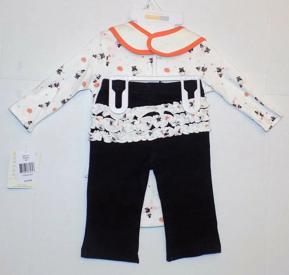 NUEVO CON ETIQUETAS Vitaminas Bebé Niñas 4 piezas Boo Halloween Pantalones Set, 3 Meses – 6 Meses Foto 4 de 4