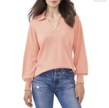 Vince Camuto Ladies Pullover Collared Lightweight Sweater Ocean Coral xsmall New