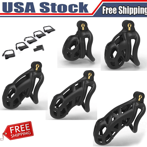 “Lowest Price ” Cobra Male Chastity Cage Lock Device with 4 Rings Device 5 Sizes - Picture 1 of 21