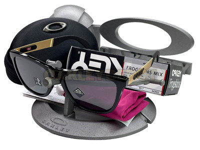 ✓🕶️ OAKLEY FROGSKINS MIX 09428 POLISHED BLACK/GOLD/PRIZM BLACK