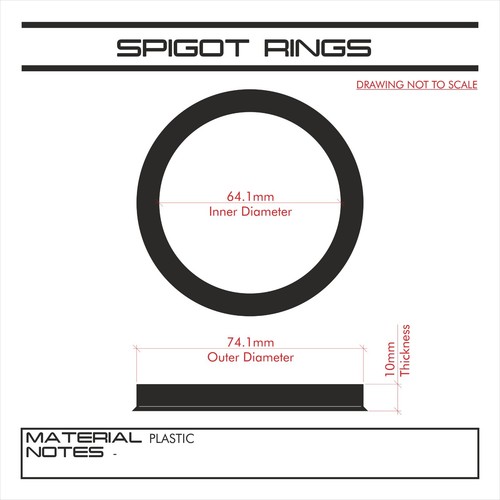 4 x Spigot Rings 74.1- 64.1mm - Picture 2 of 2