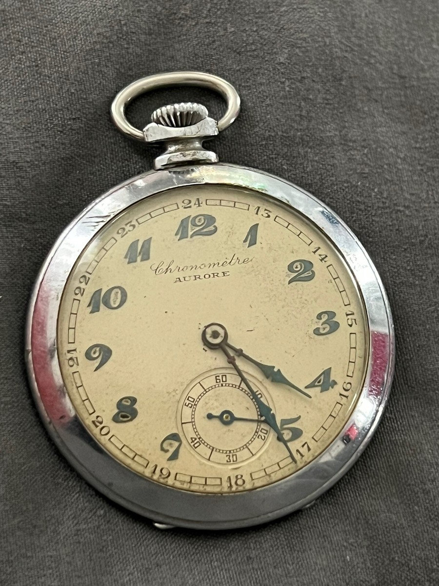 Cadran émaillé Ancien Pour Montre Gousset - 43 Mm - Motif "Chronomètre Du Vésuve" - Occasion