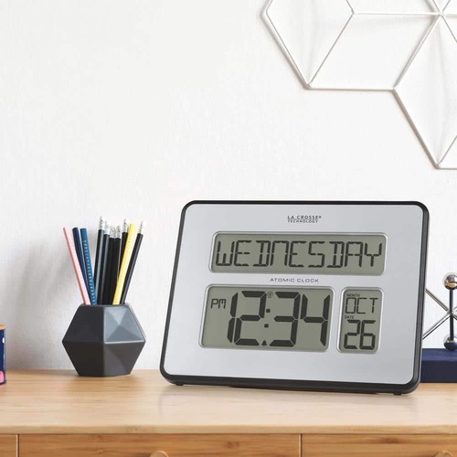 La Crosse Technology Wall Clocks 9.84"x7.48" Atomic Digital Glass Modern Silver - Picture 7 of 8