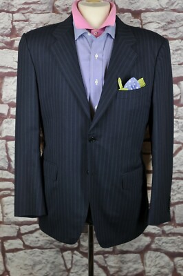 Canali Men's Navy & Purple Striped Wool Luxury Sport Coat Blazer 42R 42 R