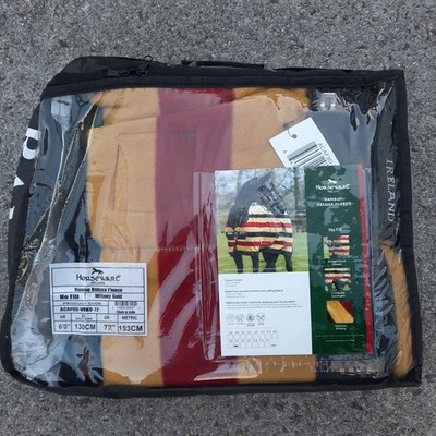 NWT Rambo Horseware Size 72'' 6'0'' Deluxe Fleece Cooler Red Gold Whitney Stripe 