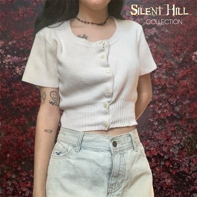 Vintage 1990s E.Y.E. Grunge Coquette Whiye Knit Top