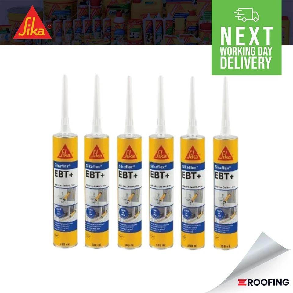 6 x Sikaflex EBT+ Polyurethane Sika 290ML Adhesive Sealant Elastic Flexible