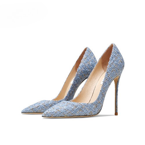 Leather High Heels , Slim Heels with Pointed Toes, Shallow Mouth Sheepskin Shoes