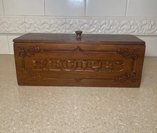 Vintage Wood Double RECIPES BOX 11 1/2  With ...