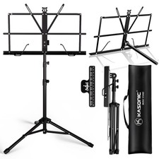 K KASONIC Music Stand, 2 in 1 Dual-Use Folding Sheet Stand 1 Pack Black