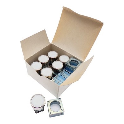 7x Siemens 3SB3500-0AA61 E: 01 Drucktaster weiß / Push button white -unused-