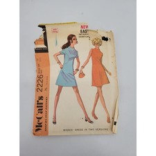 McCalls 2226 1970s Mod A Line Dress Pattern Raised Neckline Size 10