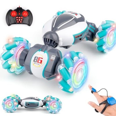  Gesture Sensing RC Stunt Car, Birthday for Age 6 7 8-12 13+ White Grey Blue