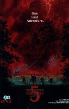DUFFER BROTHERS SIGNED STRANGER THINGS 11X17 PHOTO MATT ROSS SEASON 5 BAS COA