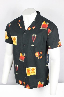 Roark Men's Gonzo Camp Shirt Short Sleeve Classic Black Casino Night RW658