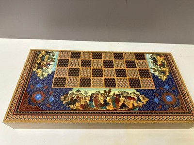 Vintage Handcrafted Persian Backgammon & Chess Board Game Set