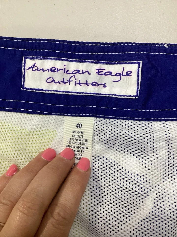 BAÚS DE NATAÇÃO HAVAIANOS MASCULINOS ÁGUIA AMERICANA AZUL E VERDE TAMANHO 40 - Imagem 4 de 4