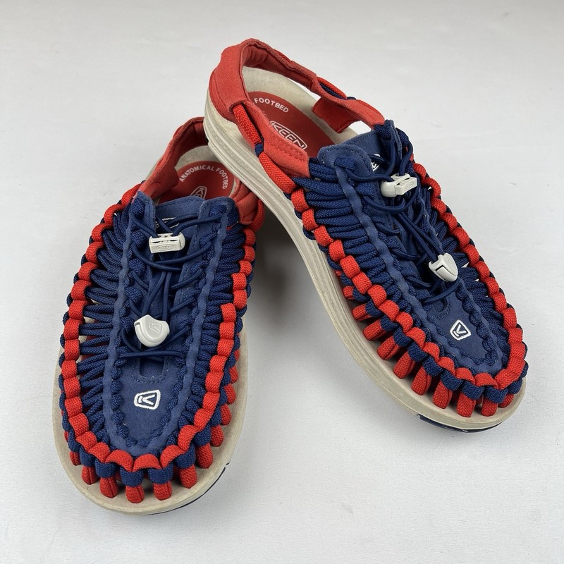 Keen Uneek Mens 7.5 Paracord Outdoor Sport Trail Sandals Hiking Camping Red Blue