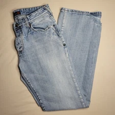 G by Guess Roland Low Rise Button Fly Bootcut Jeans Woman's Size 33 Light Wash