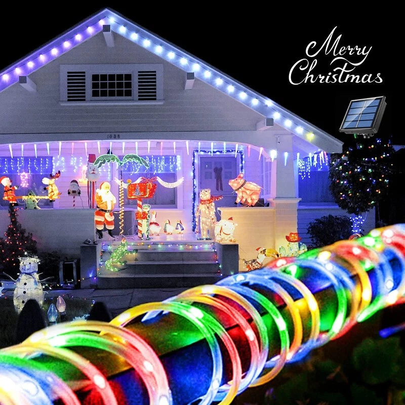 Christmas LED Solar Rope Fairy String Home Decor Lights Outdoor Garden Patio - Image 3 of 4