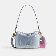 Coach Carey Crossbody Bag In Loved Denim With Charms Light Indigo CEK67 NWT