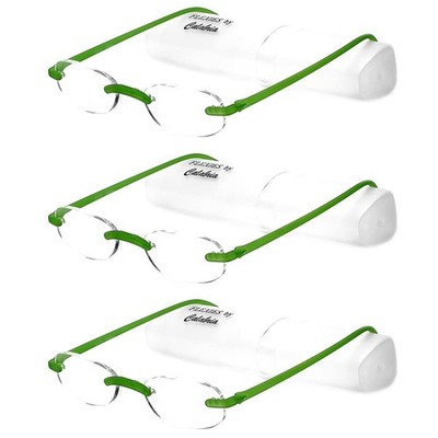 Calabria 715 Flexies Oval Bendable Rimless Reading Glasses +3.50 Celery (3Pack)