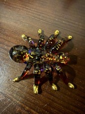 Dekorative Glas Spinne – Kunstglas Figur Bernstein Gold – Handarbeit Deko