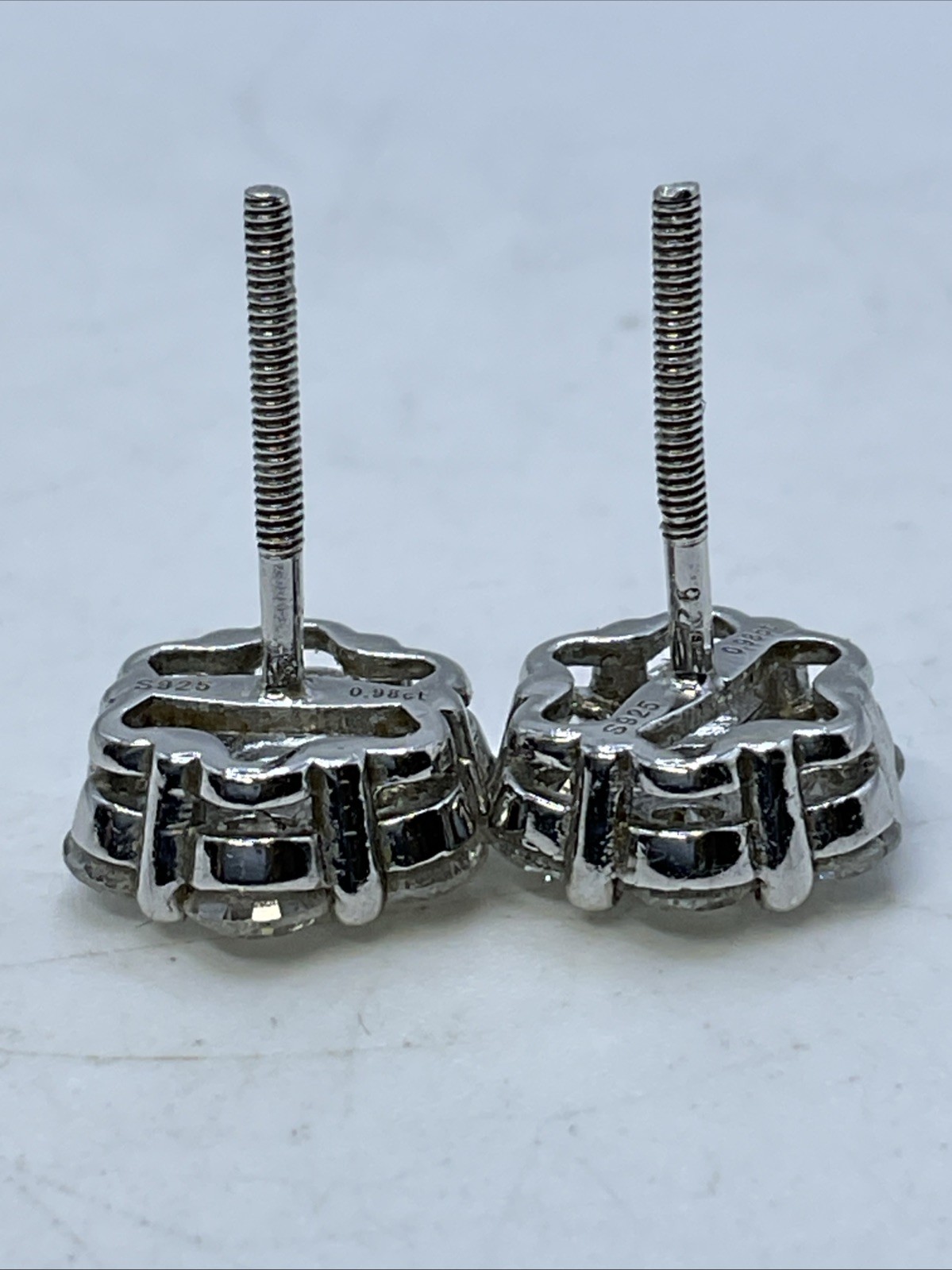 STUD Earrings Solid 925 Sterling Silver White Moi… - image 13