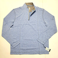 129 New JOHNNIE-O Quarter Zip Pullover Sweater Men's MEDIUM M Blue Cotton Poly