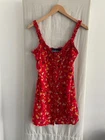 REALISATION Red Floral 100% Silk Sleeveless Top Size M (S8)