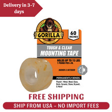 Gorilla Tough Clear Mounting Tape 1-in x 5 Feet Double-Sided Tape