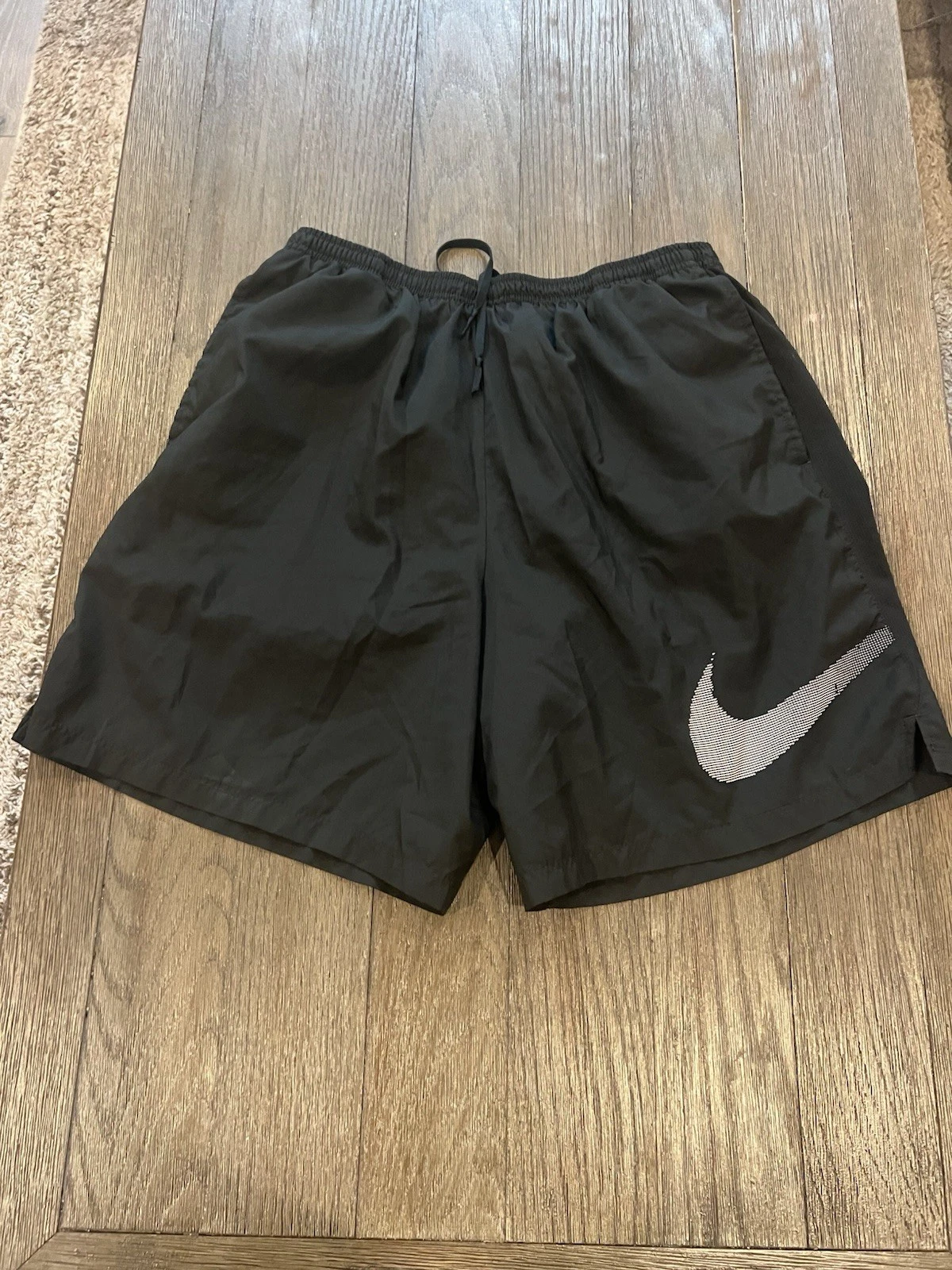 Mens Nike Lined Running Shorts Swoosh Black Large