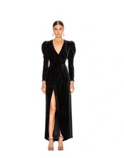 Retrofête Black Velvet Wrap Flora Dress Multicolor Polka Dot Women’s Medium $645