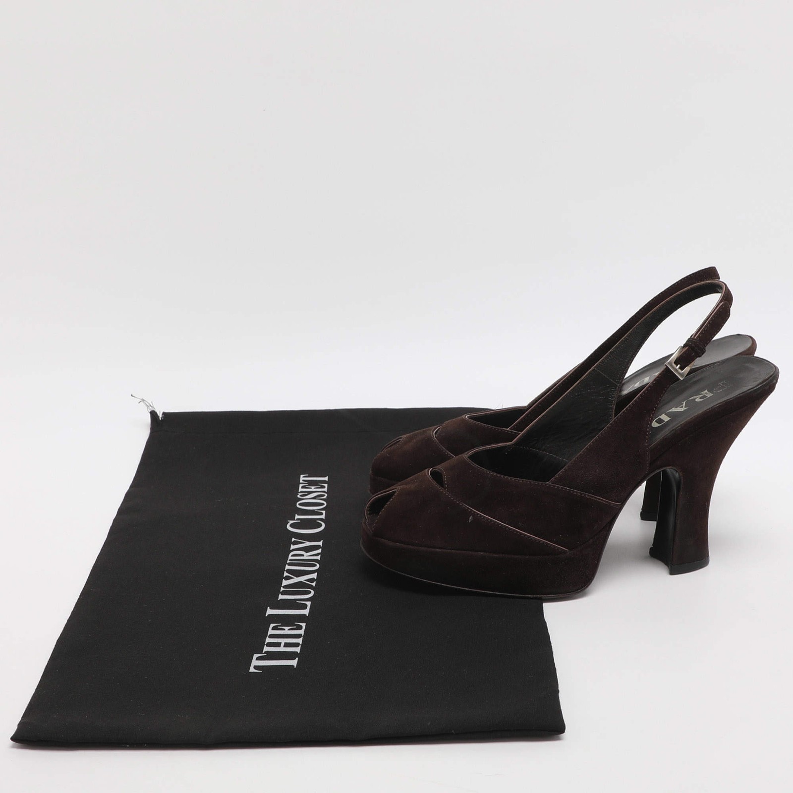Prada Size 37 Brown Suede Slingback Pumps thumbnail 9