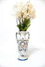 Vintage Ornate Double Handled Urn Vase 3D Raised Victorian Lady Figurine Gold — photo 1