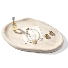 Koville Luxurious Natural Marble Vanity Tray, Cloud Shape Serving Stone Key T...