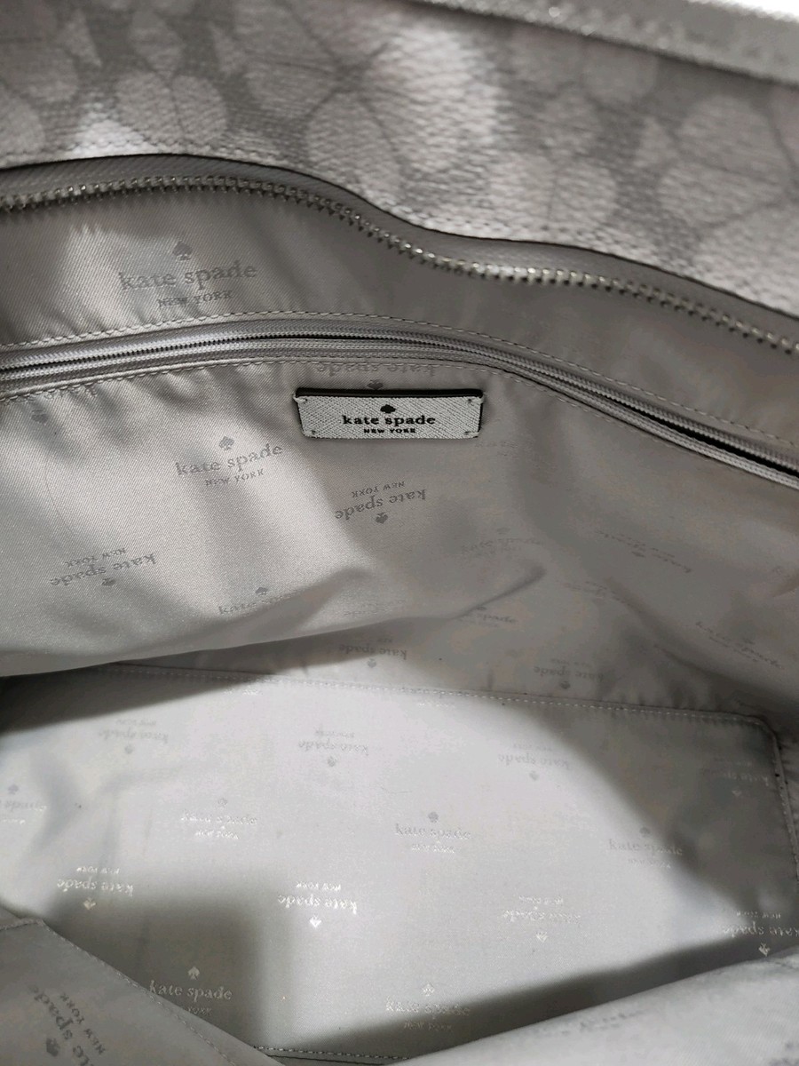Kate Spade Flower Star Toss Platinum Large Tote Silver Bag Purse