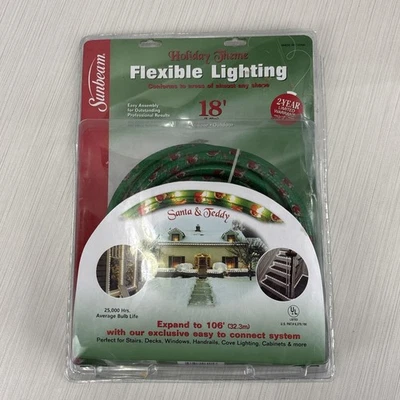 Sunbeam Christmas Holiday Theme Flexible Lighting 18' Santa & Teddy NEW - Image 1 of 4
