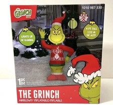 New 4 ft. LED Grinch in Ugly Sweater w/Candy Cane Christmas Airblown Inflatable