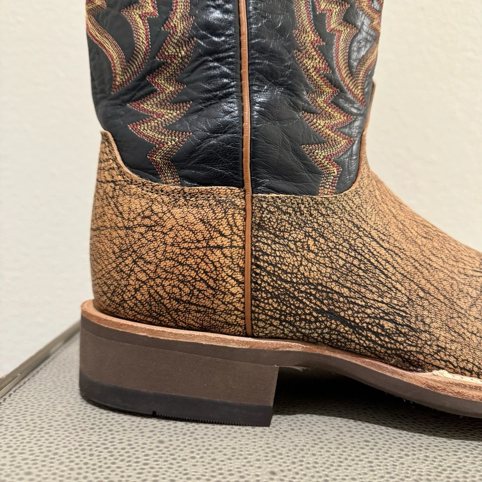 Lucchese Men's Heritage Handmade Brown Goatskin Square Toe Horseman Boots 10 D - Image 4 of 4