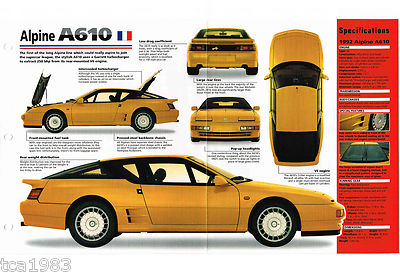 1991 / 1992 / 1993 ALPINE A610 / A-610 SPEC SHEET / Brochure